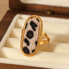 Stainless Steel Velvet Leopard Print Geometric Ring Electroplated Women's Jewelry