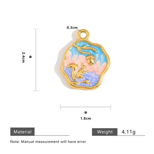 Stainless Steel Versatile Oil Dripping Totem Specialshaped Squirrel Conch Heart Flower Pendant Jewelry Accessories