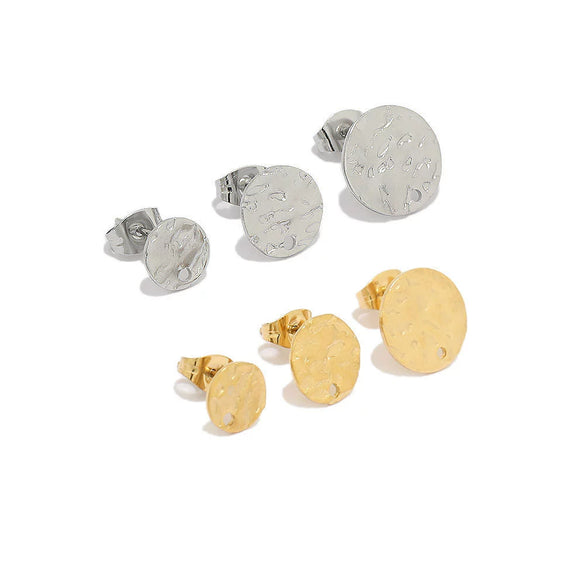 Stainless Steel Vintage Embossed Round Earrings Accessories With Electroplating