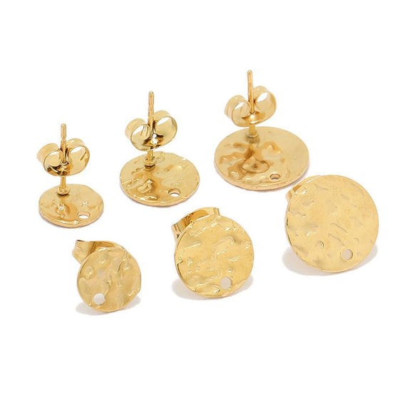 Stainless Steel Vintage Embossed Round Earrings Accessories With Electroplating