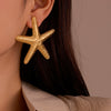 Stainless Steel Vintage Exaggerated Star Hammer Earrings Electroplated