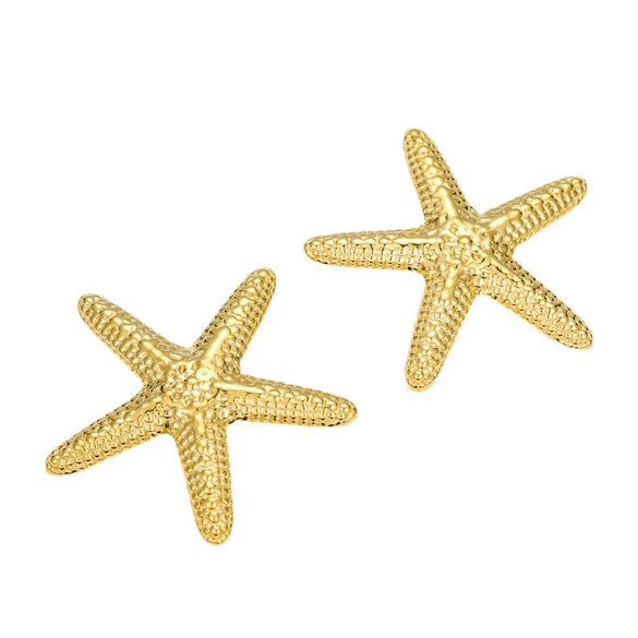 Stainless Steel Vintage Exaggerated Star Hammer Earrings Electroplated