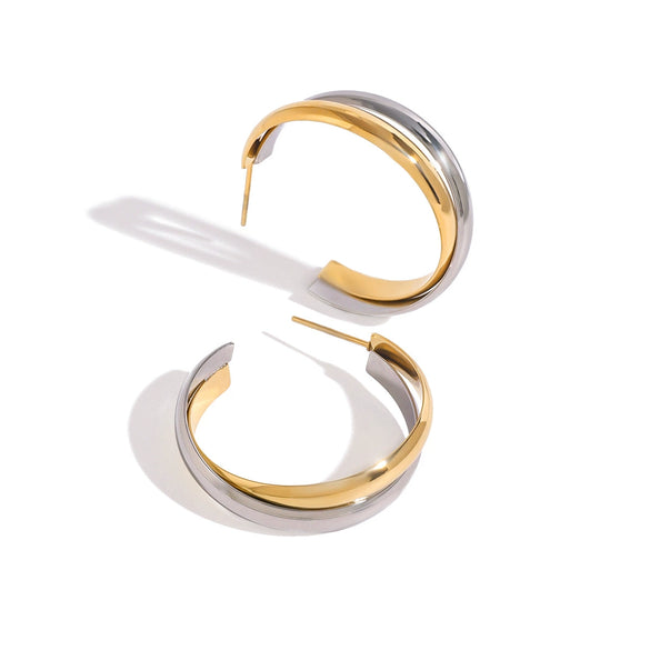 Stainless Steel Vintage Geometric Cshaped Electroplated Earrings