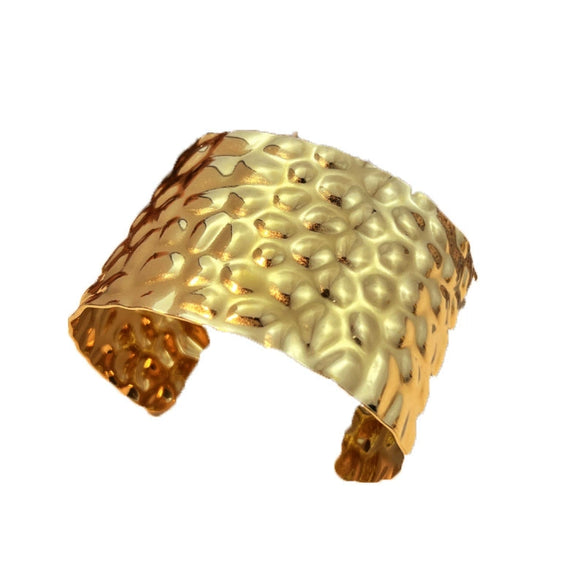 Stainless Steel Vintage Geometric Electroplating Exaggerated Open Wide Edition Irregular Women's Bracelet