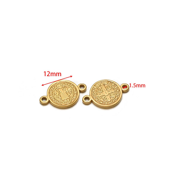 Stainless Steel Vintage Religious Double Hole Pendant Electroplated For Diy Bracelet Necklace Accessories
