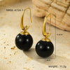 Stainless Steel Vintage Round Bead Pendant Earrings With Electroplating