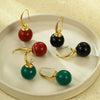 Stainless Steel Vintage Round Bead Pendant Earrings With Electroplating