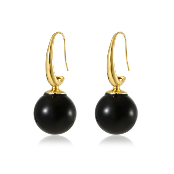 Stainless Steel Vintage Round Bead Pendant Earrings With Electroplating