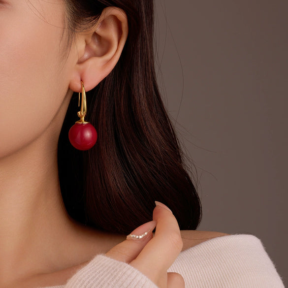 Stainless Steel Vintage Round Bead Pendant Earrings With Electroplating