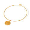 Stainless Steel Vintage Simple Hammered Geometric Round Pendant Collar Necklace For Women