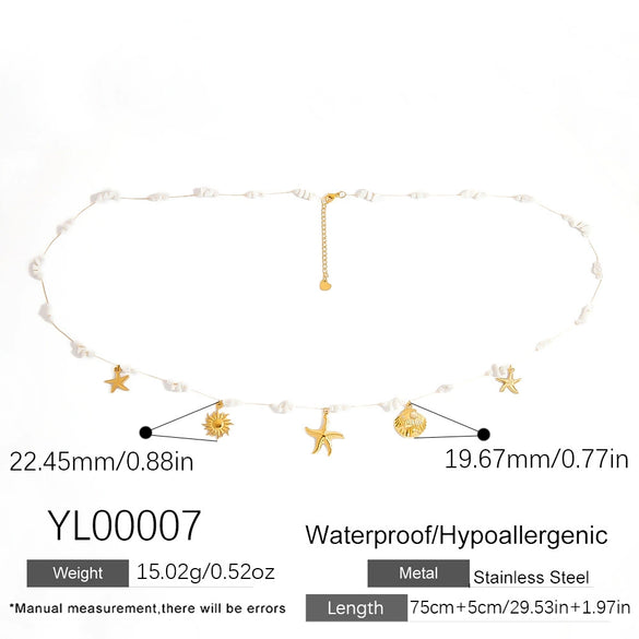 Stainless Steel Waist Chain Tropical Style Natural Shell Waist Ornament