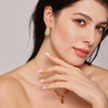 316L Stainless Steel Water Drop And Square Geometric Carving Electroplated Earrings And Pendant Necklace For Women