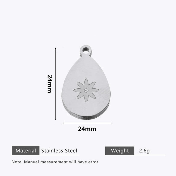 Stainless Steel Water Drop Bohemian Totem Charm Pendant Hanging Earrings With Electroplating