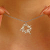 Stainless Steel Water Drop Flower Pendant Necklace For Women With Electroplating Process And Ins Style