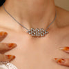 Stainless Steel Water Drop Flower Pendant Necklace For Women With Electroplating Process And Ins Style