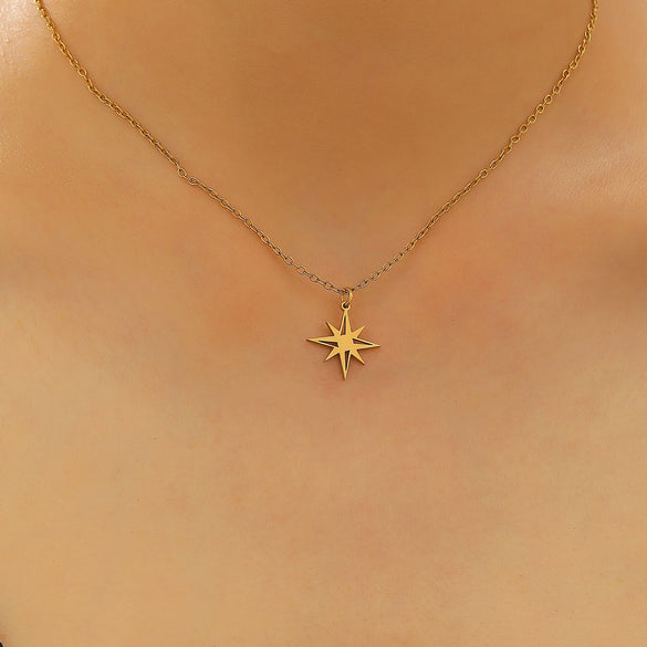 Stainless Steel Water Drop Flower Pendant Necklace For Women With Electroplating Process And Ins Style