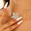 Stainless Steel Water Drop Flower Pendant Necklace For Women With Electroplating Process And Ins Style