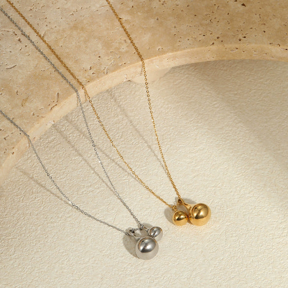 Stainless Steel Water Drop Geometric Pendant Necklace For Women With Electroplating