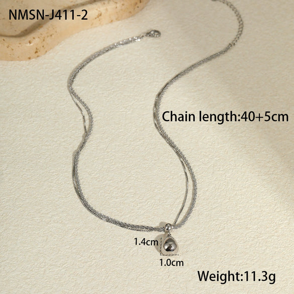 Stainless Steel Water Drop Geometric Pendant Necklace Plated With Real Gold Fashion Trendy Women's Jewelry
