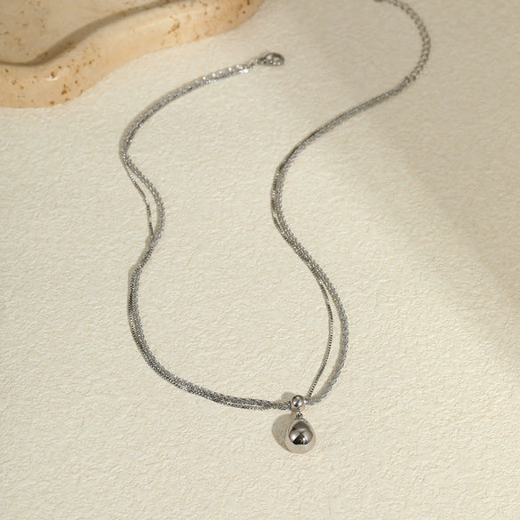 Stainless Steel Water Drop Geometric Pendant Necklace Plated With Real Gold Fashion Trendy Women's Jewelry