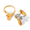 Stainless Steel Water Drop Open Ring Electroplated Geometric Minimalist Hand Jewelry
