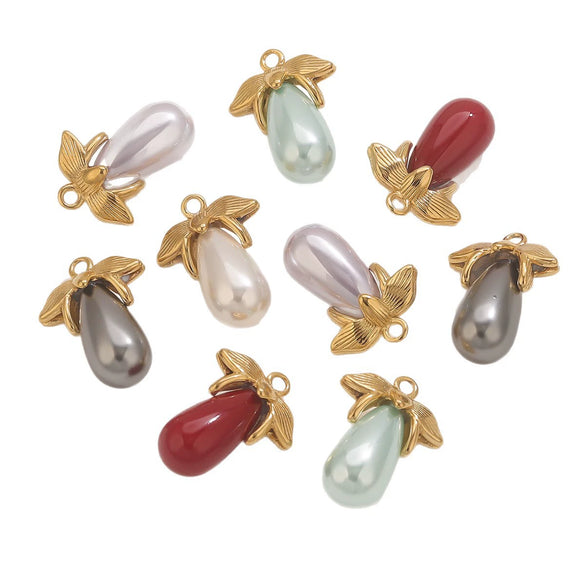 Stainless Steel Water Drop Pendant Electroplated Gold Diy Handmade Accessories