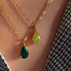 Stainless Steel Water Drop Shaped Zircon Pendant Necklace With 12 Zodiac Flower Electroplating