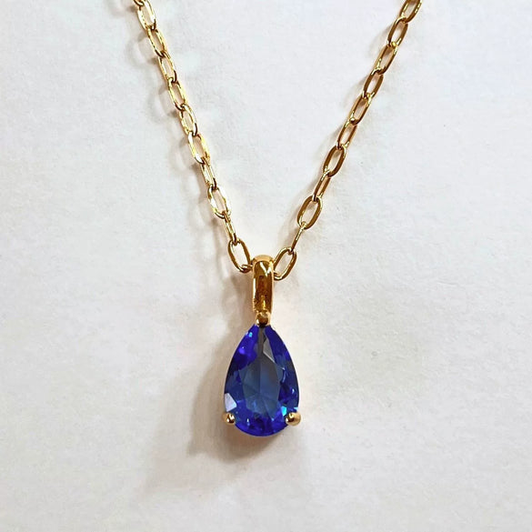 Stainless Steel Water Drop Shaped Zircon Pendant Necklace With 12 Zodiac Flower Electroplating