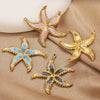 Stainless Steel Water Drop Shell Inlaid Pearl Starfish Oval Pendant Electroplated Diy Accessories Wholesale