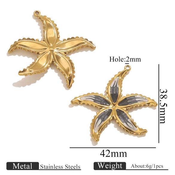 Stainless Steel Water Drop Shell Inlaid Pearl Starfish Oval Pendant Electroplated Diy Accessories Wholesale