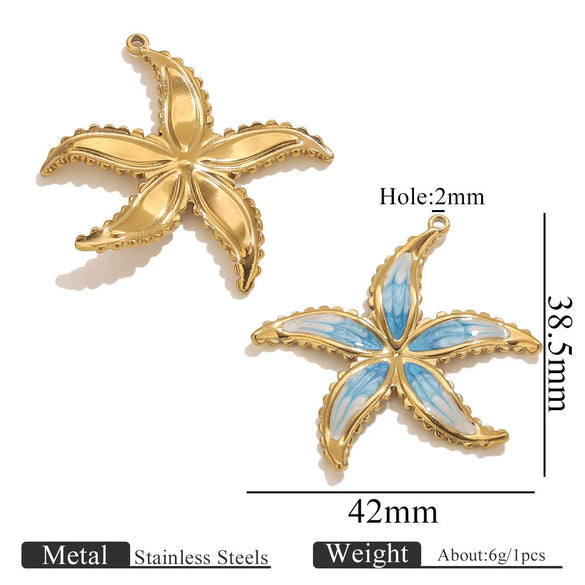 Stainless Steel Water Drop Shell Inlaid Pearl Starfish Oval Pendant Electroplated Diy Accessories Wholesale