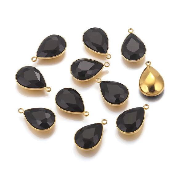 Stainless Steel Water Dropshaped Pendant Electroplated Necklace Diy Jewelry