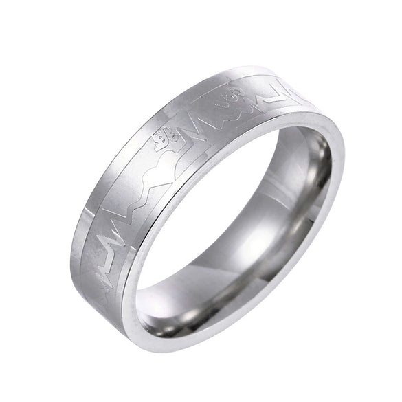 Stainless Steel Wave Pattern Seiko Couple Rings