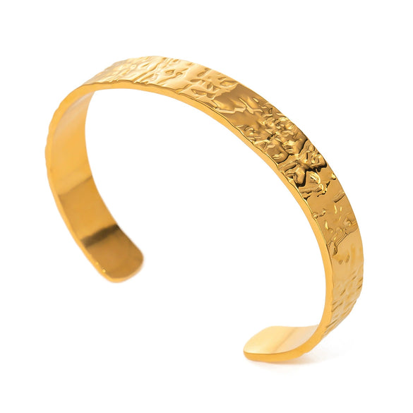 Stainless Steel Wavy Open Women's Gloss Bracelet With Geometric Style And Electroplating Design