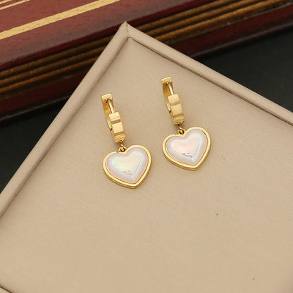 Stainless Steel Wedding Romantic Commute Heart Shape Plating Inlay Pearl Bracelets Earrings Necklace