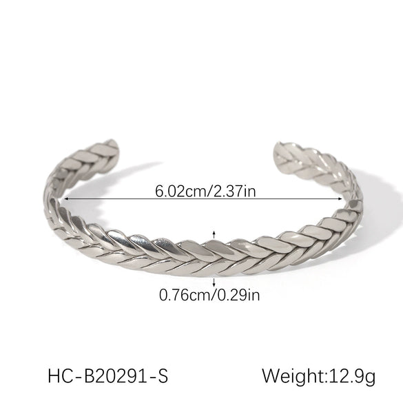 Stainless Steel Wheat Ear Open Bracelet For Women Electroplated Simple Highend Nonfading Hand Jewelry