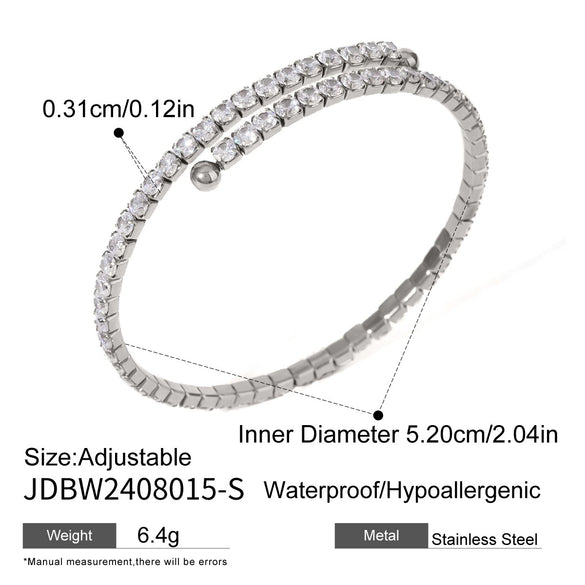 Stainless Steel White Zircon Bracelet With Light Luxury All Match Design Sense And Geometric Style Electroplated