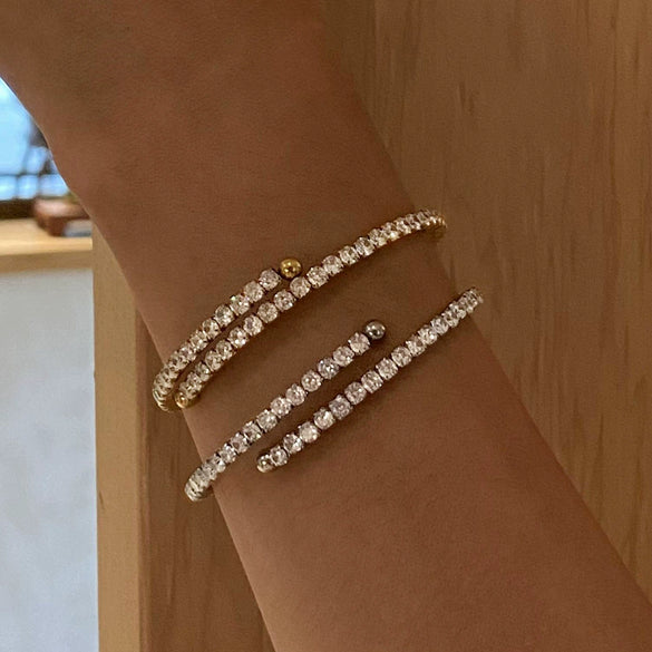 Stainless Steel White Zircon Bracelet With Light Luxury All Match Design Sense And Geometric Style Electroplated