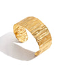 Stainless Steel Wide Bracelet Minimalist Design Unique Texture Electroplated Geometric Jewelry