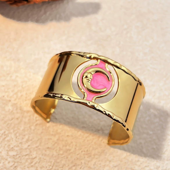 Stainless Steel Wide Bracelet Retro Geometric Electroplating Jewelry For Women