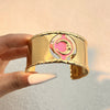 Stainless Steel Wide Bracelet Retro Geometric Electroplating Jewelry For Women