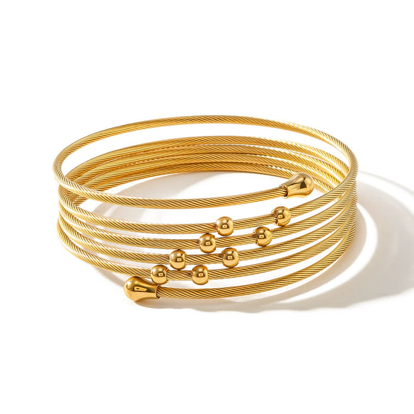 Stainless Steel Wire Braided Twist Multilayer Winding Loop Women's Bracelet With Electroplating Treatment