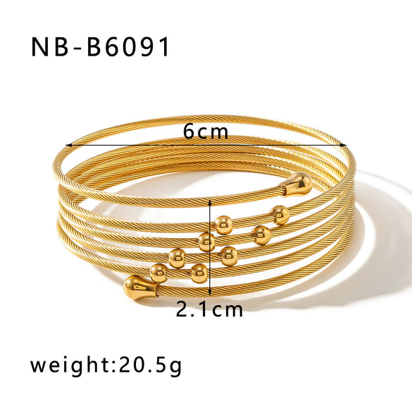 Stainless Steel Wire Braided Twist Multilayer Winding Loop Women's Bracelet With Electroplating Treatment
