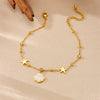 Stainless Steel Women's Anklet With Shell Starfish Pendant And Round Rhinestone Chain In Simple Style