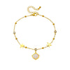 Stainless Steel Women's Anklet With Shell Starfish Pendant And Round Rhinestone Chain In Simple Style