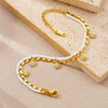 Stainless Steel Women's Anklet With Woven Rice Bead Oil Drop And Flower Pattern