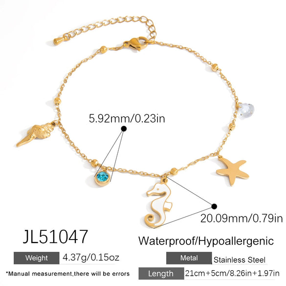 Stainless Steel Women's Anklets With Animal Zodiac Pattern Light Luxury Style 18K Gold Nonfading