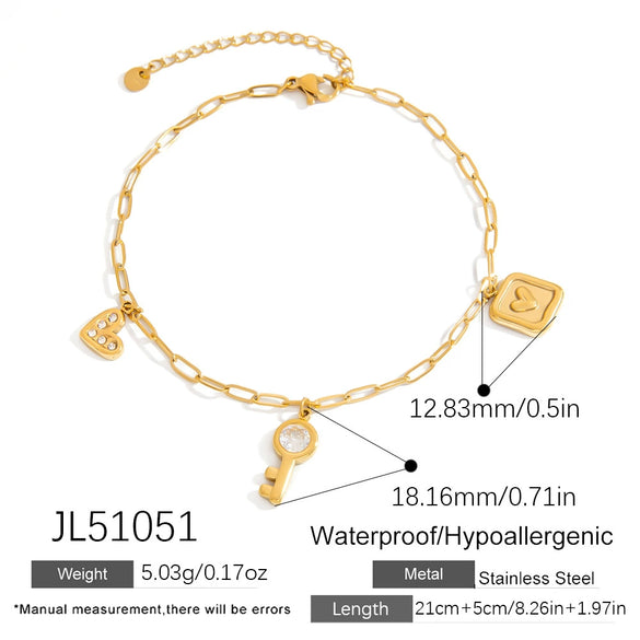 Stainless Steel Women's Anklets With Animal Zodiac Pattern Light Luxury Style 18K Gold Nonfading