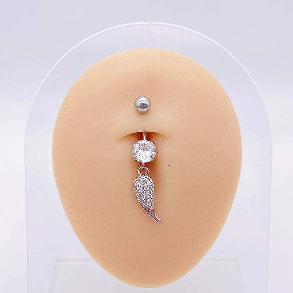 Stainless Steel Women's Body Piercing Jewelry Navel Ring With Heartshaped Butterfly Starshaped Leaves Pendant Alloy Inlaid Artificial And Semiprecious Stones Electroplated