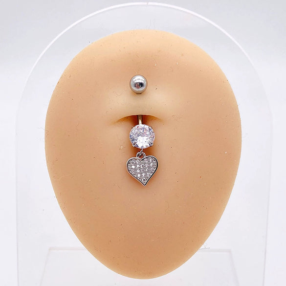 Stainless Steel Women's Body Piercing Jewelry Navel Ring With Heartshaped Butterfly Starshaped Leaves Pendant Alloy Inlaid Artificial And Semiprecious Stones Electroplated